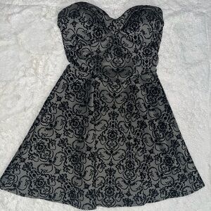 Emerald Sundae Black and Gray Floral Mini Dress